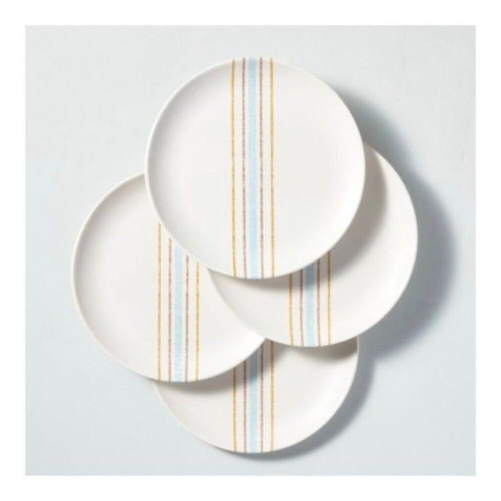 4pk 9" Casual Stripe Salad Plates – Hearth & Hand Magnolia 2022 Teal Tan Stripe